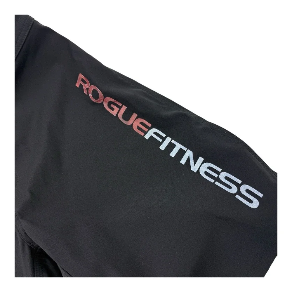 Rogue Fitness Black Red R Spellout Board Shorts Polyester Made in USA Mens 32x10